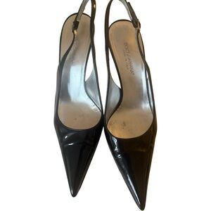 1990s Vintage Dolce & Gabbana Navy Patent Slingbacks